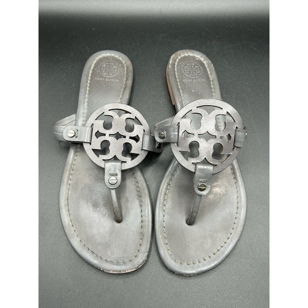 Tory Burch Miller Dark Gray Sandals Leather Size 9 M